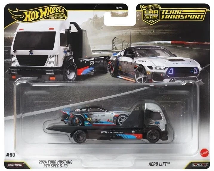 HWFLF56 Hot Wheels Premium Car Culture Team Transport 2024 Ford Mustang RTR Spec 5-FD Aero Lift