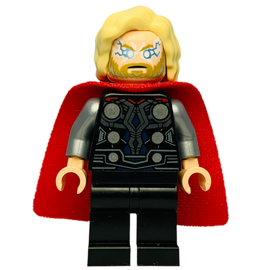 Thor - Spongy Cape with Single Hole, Black Legs, Bushy Hair, sh0915, LEGO® Marvel Minifigure