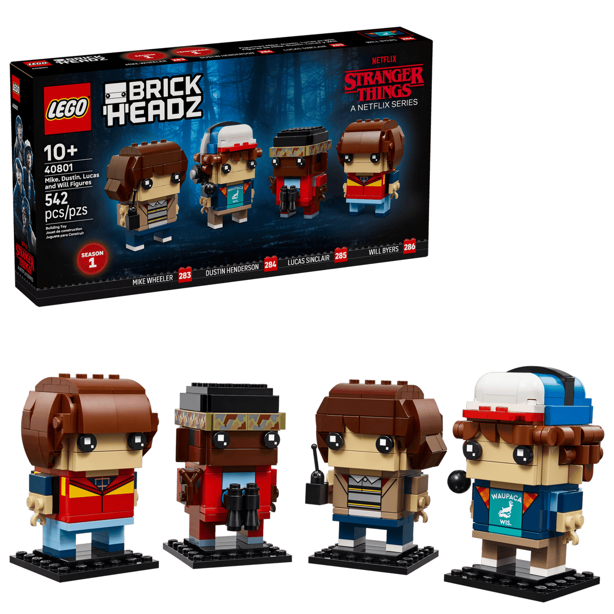 LEGO Stranger Things Mike, Dustin, Lucas and Will Figures BrickHeadz Set (40801)