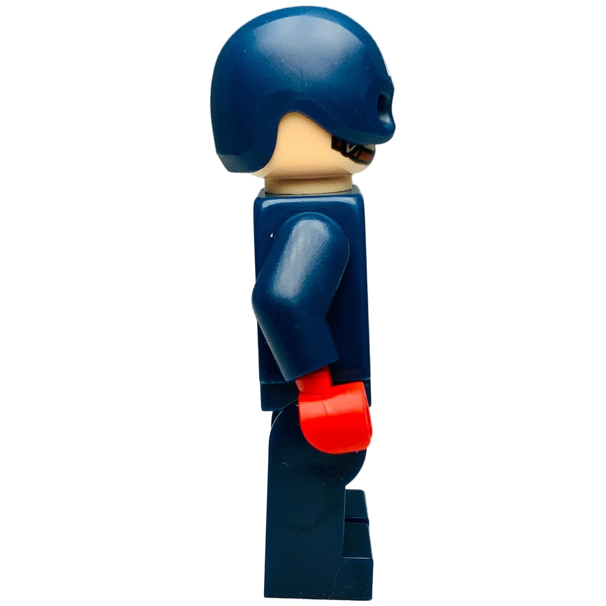 Captain America - Dark Blue Suit with Dark Blue Belt, Red Hands, Helmet, sh1093 - LEGO® Marvel Minifigure